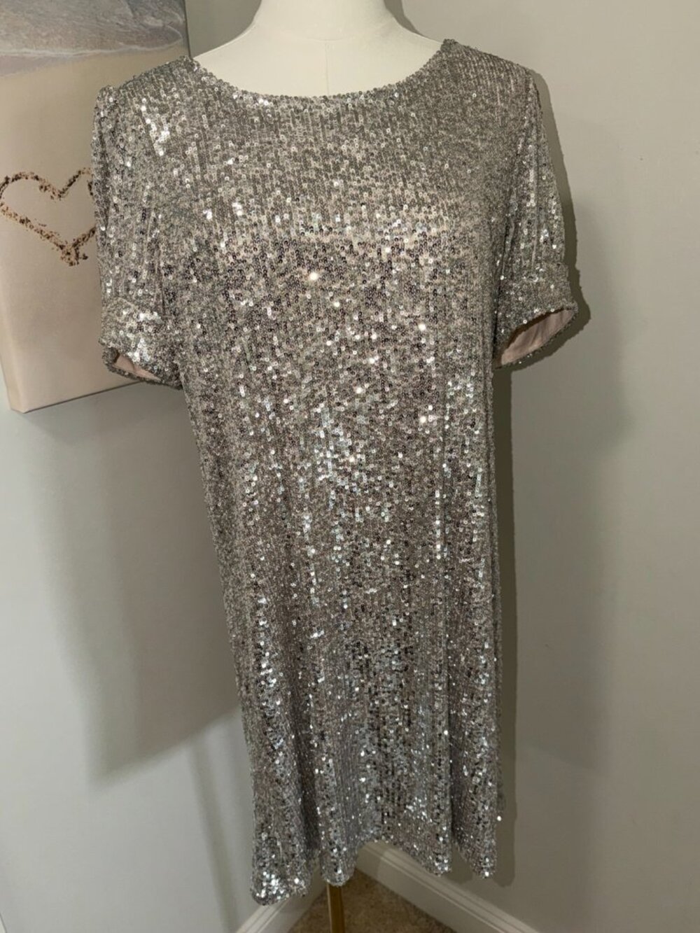 Cable & Gauge Champagne Sequin Dress - Size Large NWT ✨